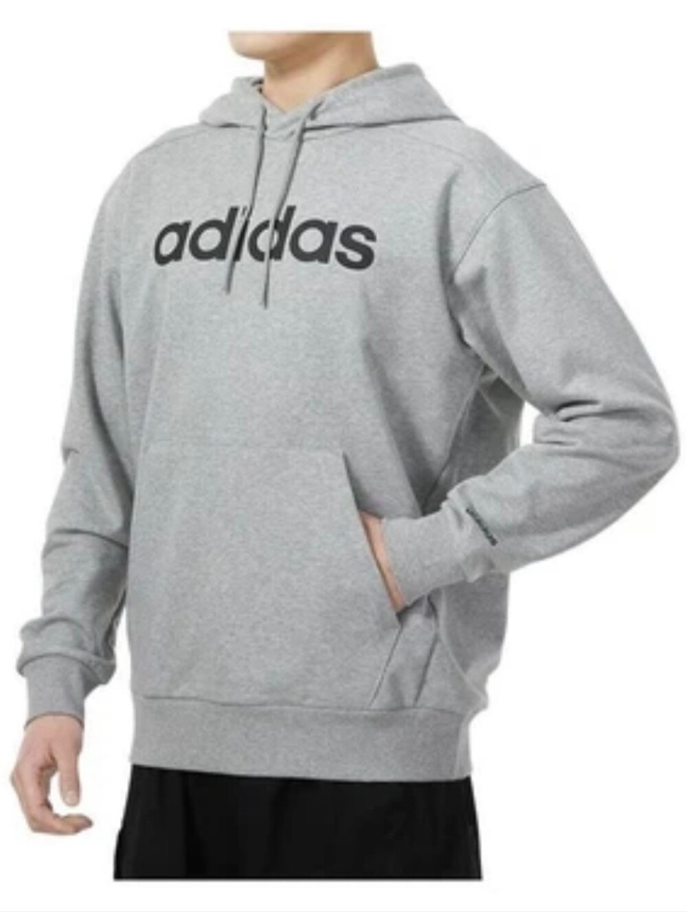 Adidas Men’s Solid Linear Logo Graphic Fleece Pullover Hoodie Size Small